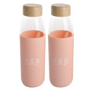 Gap Home 2 Piece 17 Ounce Glass Hydration Bottle Set with Silicone Sleeve in Melon