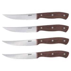 Oster Whitmore 4 Piece Stainless Steel Steak Knife Set with Mango Wood Handles