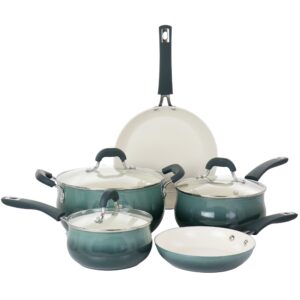 Oster Corbett 8 Piece Nonstick Aluminum Cookware Set in Blue