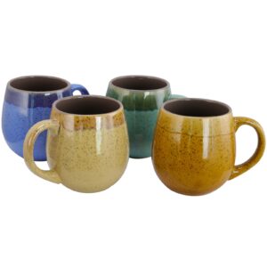 Gibson Home Hanbury 18 oz Barrel Shape Mug Set, Set of 4 Assorted Colors