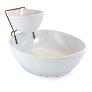 Gibson Elite Gracious Dining 2 Tier Chip and Dip Server Set with Metal Rack