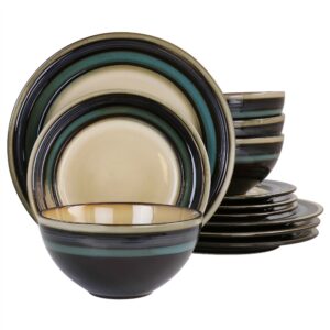 Elite Everston 12 Piece Stoneware Dinnerware Set in Teal