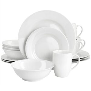 Gibson Home White Cloud Fine Ceramic 16 Piece Dinnerware Set in White