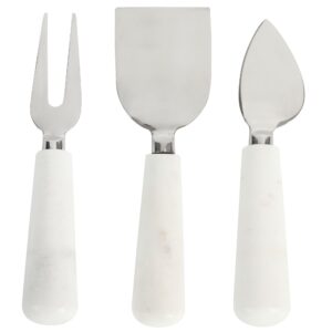 Laurie Gates California Designs Marble and Stainless Steel 3 Piece Cheese Knife Set in White