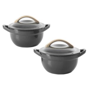 Cravings By Chrissy Teigen 2 Piece 4.7 Inch Enameled Cast Iron Mini Casserole Set in Gray