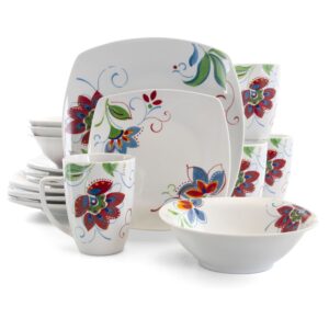 Gibson Home Altavista 16 Piece Fine Ceramic Soft Square Dinnerware Set