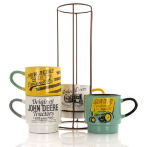 John Deere 13.50 Ounce Stackable Cup Set with Metal Rack