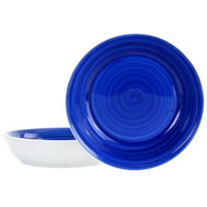 Gibson Home Crenshaw 8.75 Inch 2 Piece Stoneware Pasta Bowl Set in Blue and White