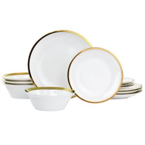 Gibson Home Premier Gold Fine Ceramic 12 Piece Dinnerware Set