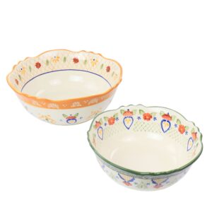 Laurie Gates Tierra 2 Piece Scalloped Stoneware Serving Bowl Set
