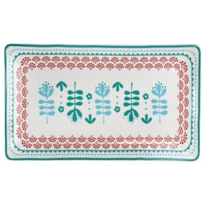 Gibson Home Village Vines 10.6 Inch Fine Ceramic Rectangular Platter in Multi