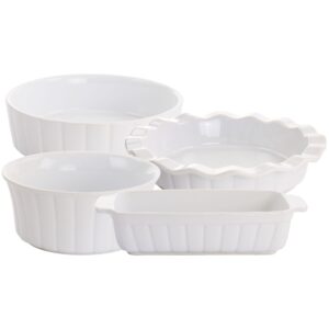 Gibson Elite Stoneware Gracious Dining 4 Piece Bakeware Set in White