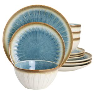Gibson Elite Mayfair Bay 12 Piece Stoneware Dinnerware Set in Blue