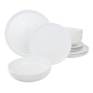 Gibson Elite Serenade 12 Piece Round Stoneware Dinnerware Set in White