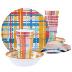 Laurie Gates California Designs Casablanca 12 Piece Melamine Dinnerware Set in Multi