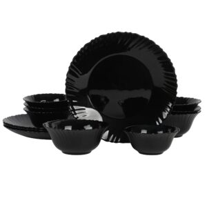 Ultra by Gibson Bandini 12 Piece Glass Dinnerware Set in Black
