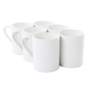 Our Table Simply White 12 Ounce Porcelain Caterer Cylinder Mugs Set of 6