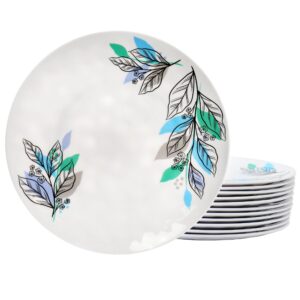 Gibson Home Tropical Sway Vineyard 12 Piece 11 Inch Melamine Dinner Plate Set in Blue