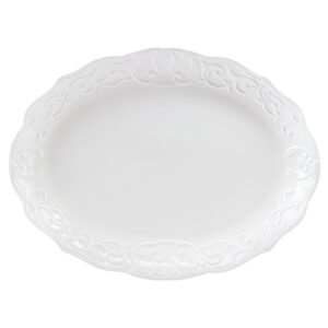 Gibson Home Bountiful Joy 18.75 x 14 Inch Durastone Oval Platter in White