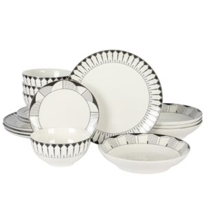 Gibson Home Aracama 16 Piece Double Bowl Decorated Dinnerware Set