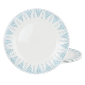 Ultra by Gibson Piper Point 4 Piece 10 Inch Round Tempered Opal Glass Dinner Plate Set in Blue