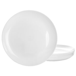 Gibson Ultra Olstead 8 Piece Break-Resistant Tempered Opal Glass Dinner Plate Set in White