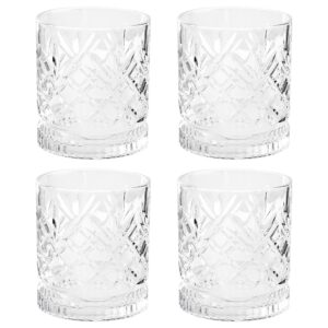 Gibson Home 4 Piece 13 Ounce Diamond Embossed Double Old Fashioned Glassware Set