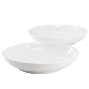 Gibson Home 2 Piece 11 Inch Round Fine Ceramic Serving Bowl Set in White