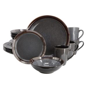 Gibson Elite Priya 16 Piece Stoneware Reactive Glaze Dinnerware Set in Grey