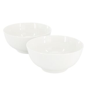Gibson Home Great Essentials 2 Piece 6.9 Inch Fine Ceramic Noodle Bowl Set in White