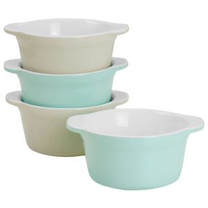 Martha Stewart 4 Piece Stoneware 4in Ramekin Set in Blue and Grey