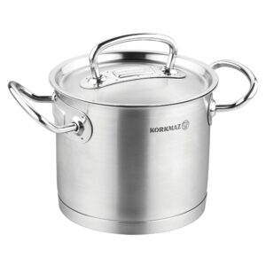 Korkmaz Proline Professional Series 4.8 Liter Stainless Steel Extra Deep Casserole with Lid in Silver