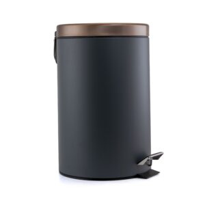 Elama 12 Liter Stylish Grey and Copper Soft Pedal Office, Kitchen and Bathroom Trash Bin