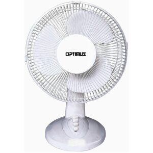 Optimus 12" Oscillating Table Fan in White
